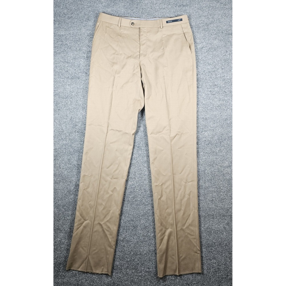 Ballin Pants Mens 36 Tan Super 120s Wool Dunhill Comfort Eze Unfinished Hem